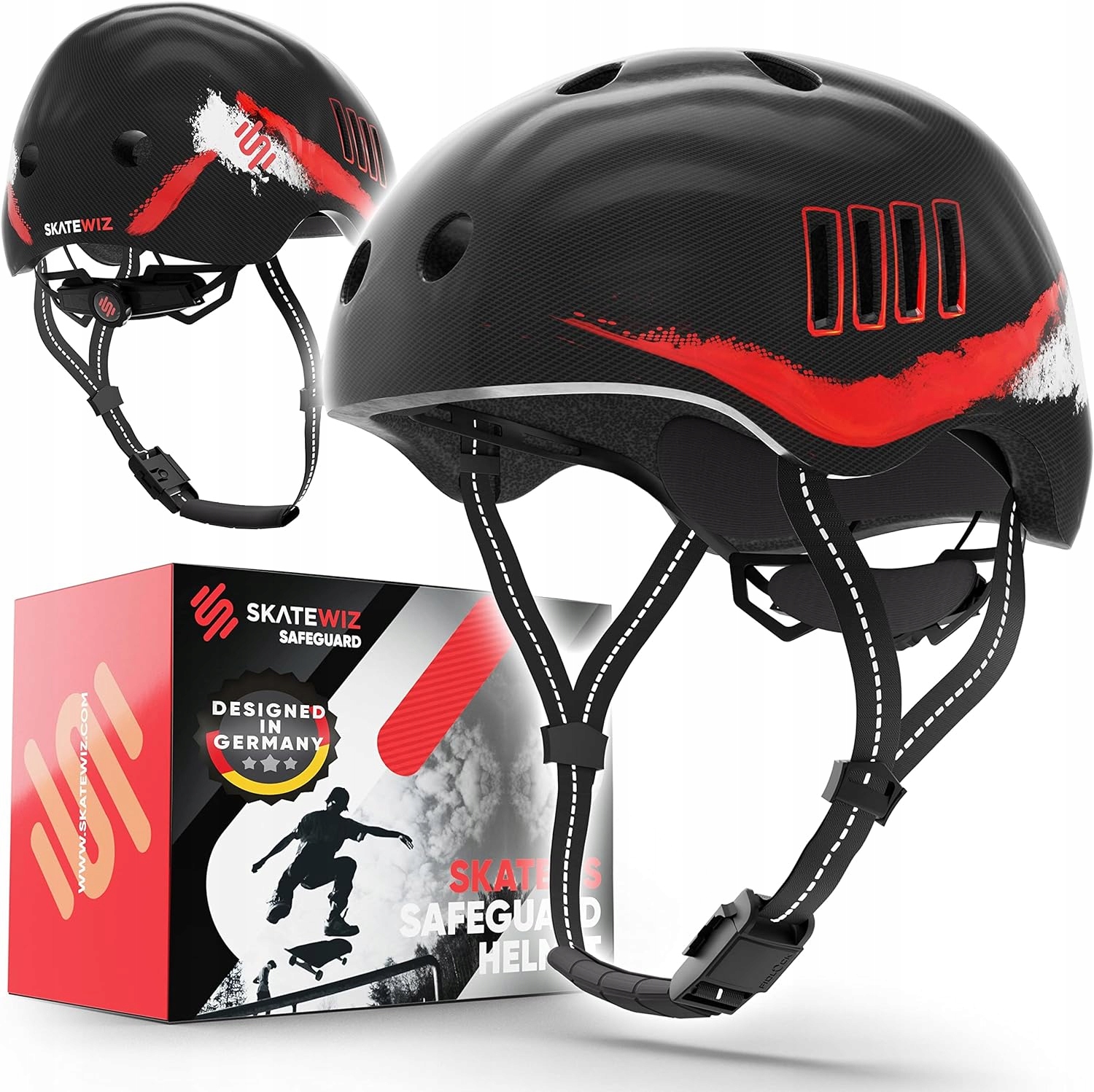 Cyklistická přilba Skatewiz Safeguard Helmet Black Red M 53-57 cm Bmx Skate