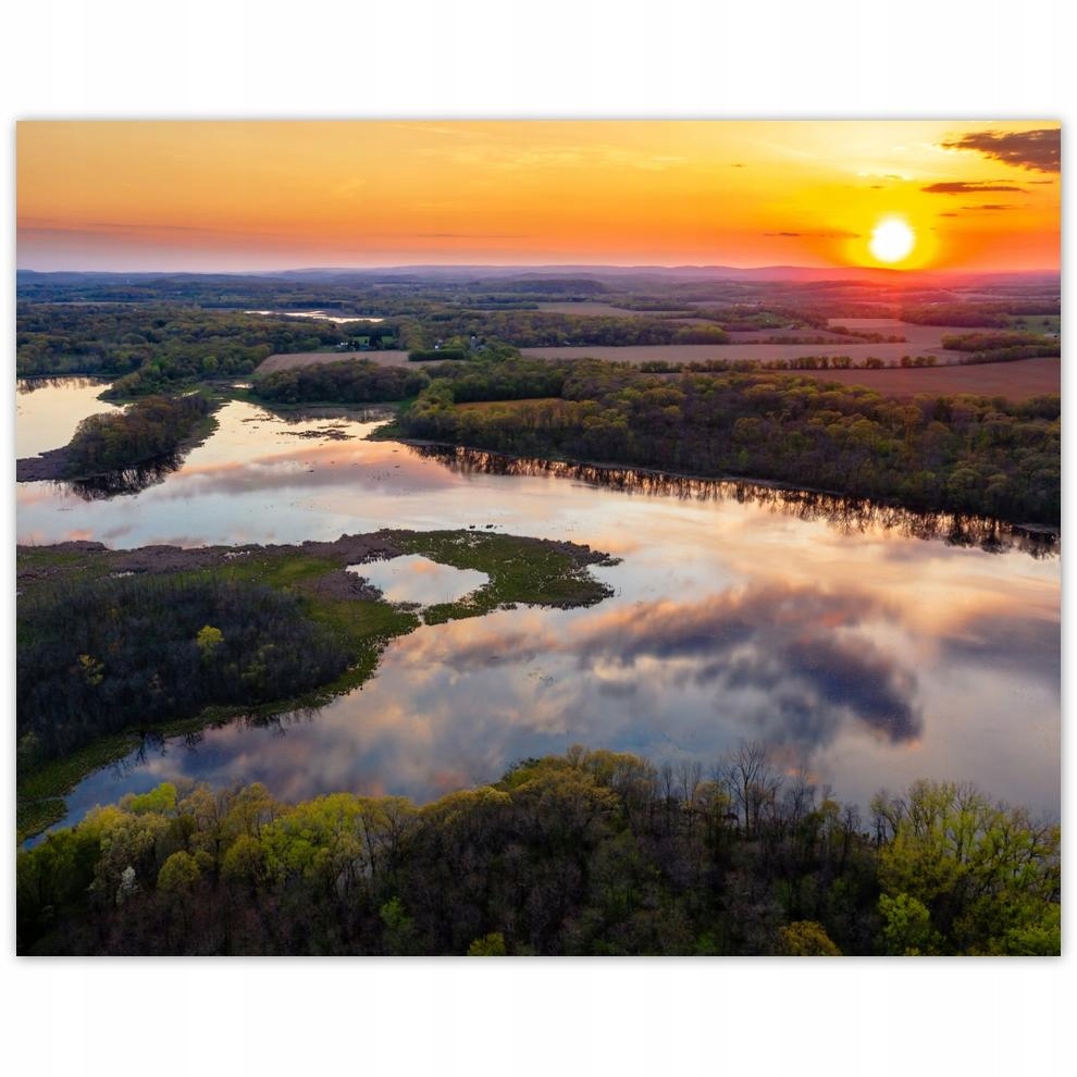 

Plakat 50x40 Rzeka Las Zachód słońca