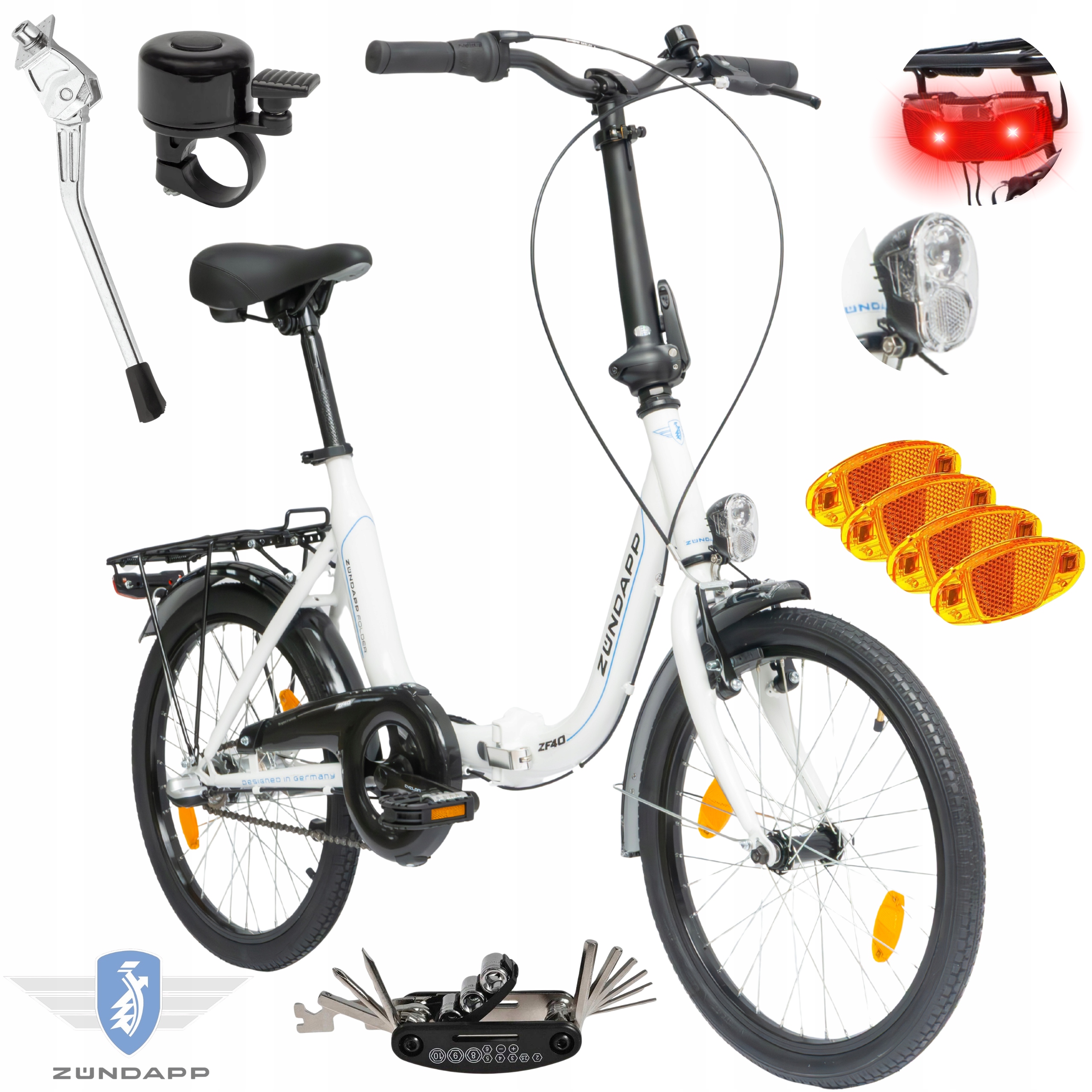 Dámské pánské skládací kolo 20" Shimano Nexus, nosič světel, zvonek