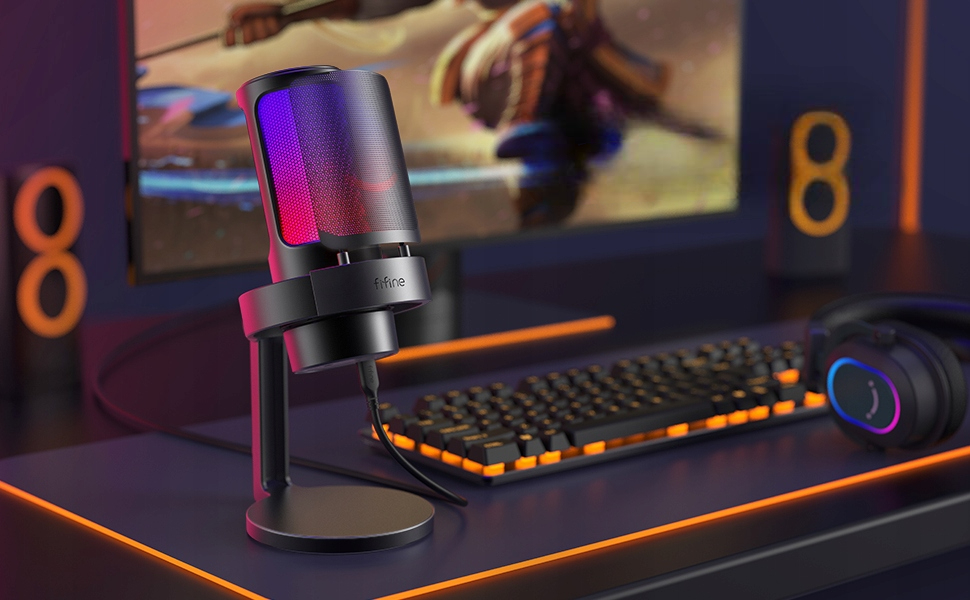 MIKROFON FIFINE A8 DO GIER NAGRYWANIA STREAMINGU RGB POP FILTR PC MAC Wielkość membrany małomembranowy