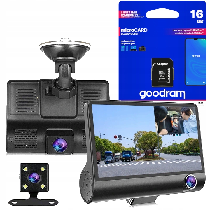 

Rejestrator Kamera Cofania 3 Kamery Full Hd 16GB
