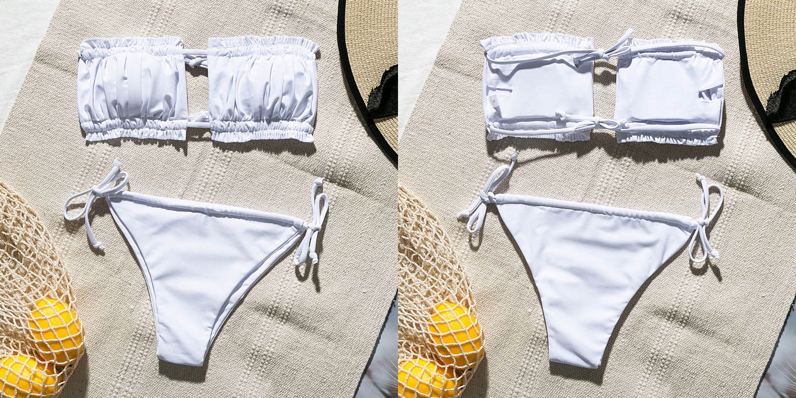 STRÓJ KĄPIELOWY DWUCZĘŚCIOWY SEXY BIKINI BRAZYLIJSKIE MARSZCZONA OPASKA S Materiał dominujący poliester