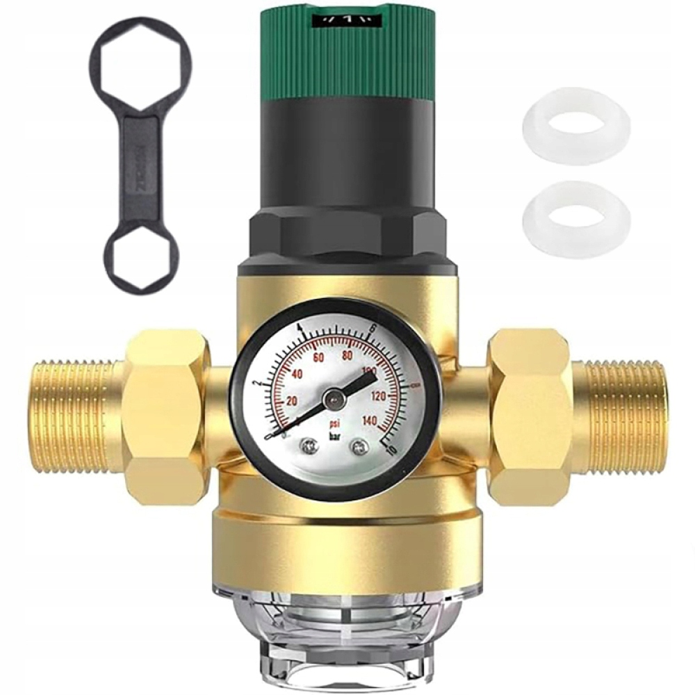 Mosazný redukční ventil vody s filtrem a manometrem Herz 3/4