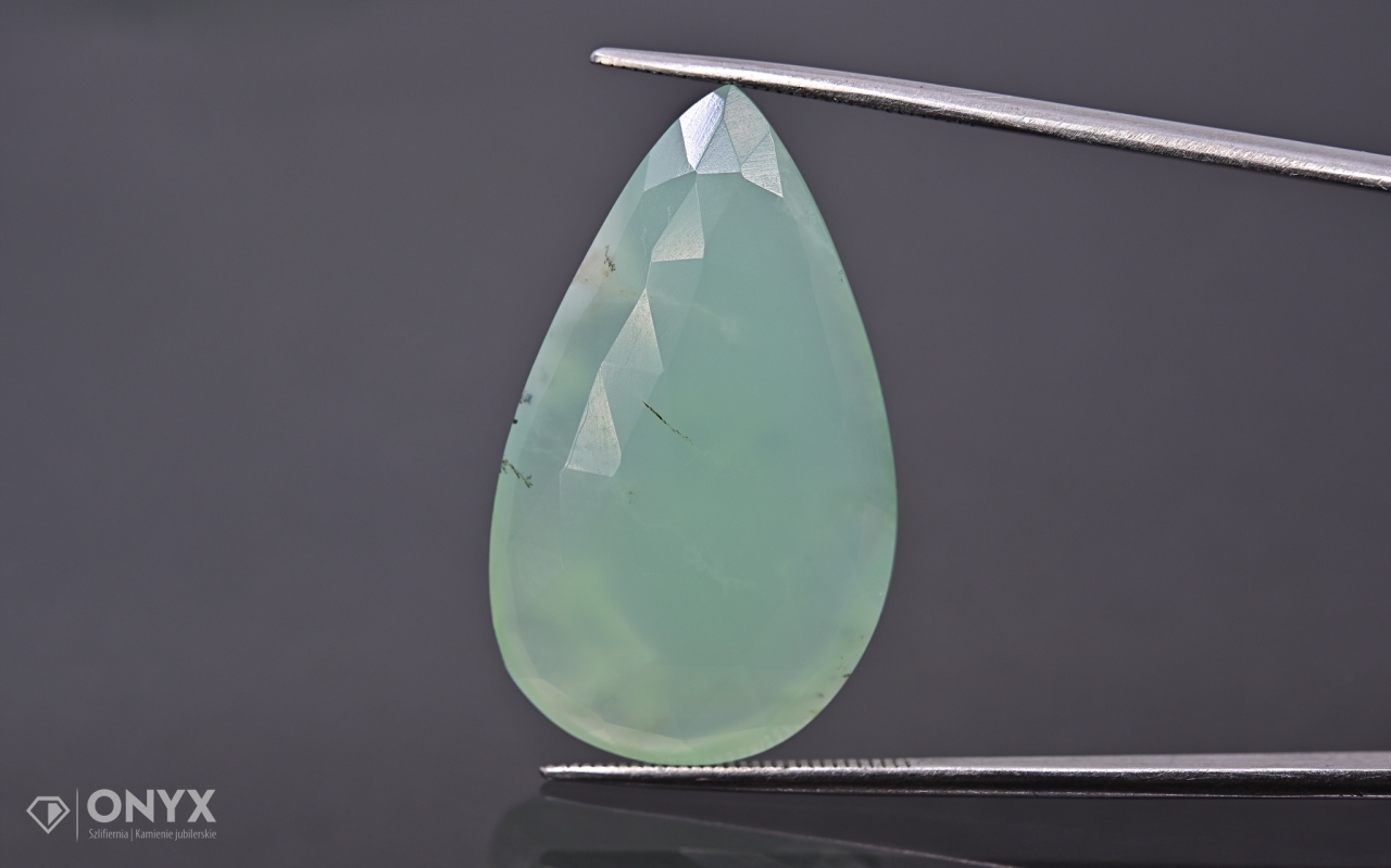 Chrysopraz fasetovaná rozeta slza 28x16 mm