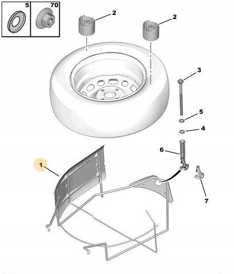 KOSZ KOŁA ZAPASOWEGO PEUGEOT PARTNER Numer katalogowy części 9673238980