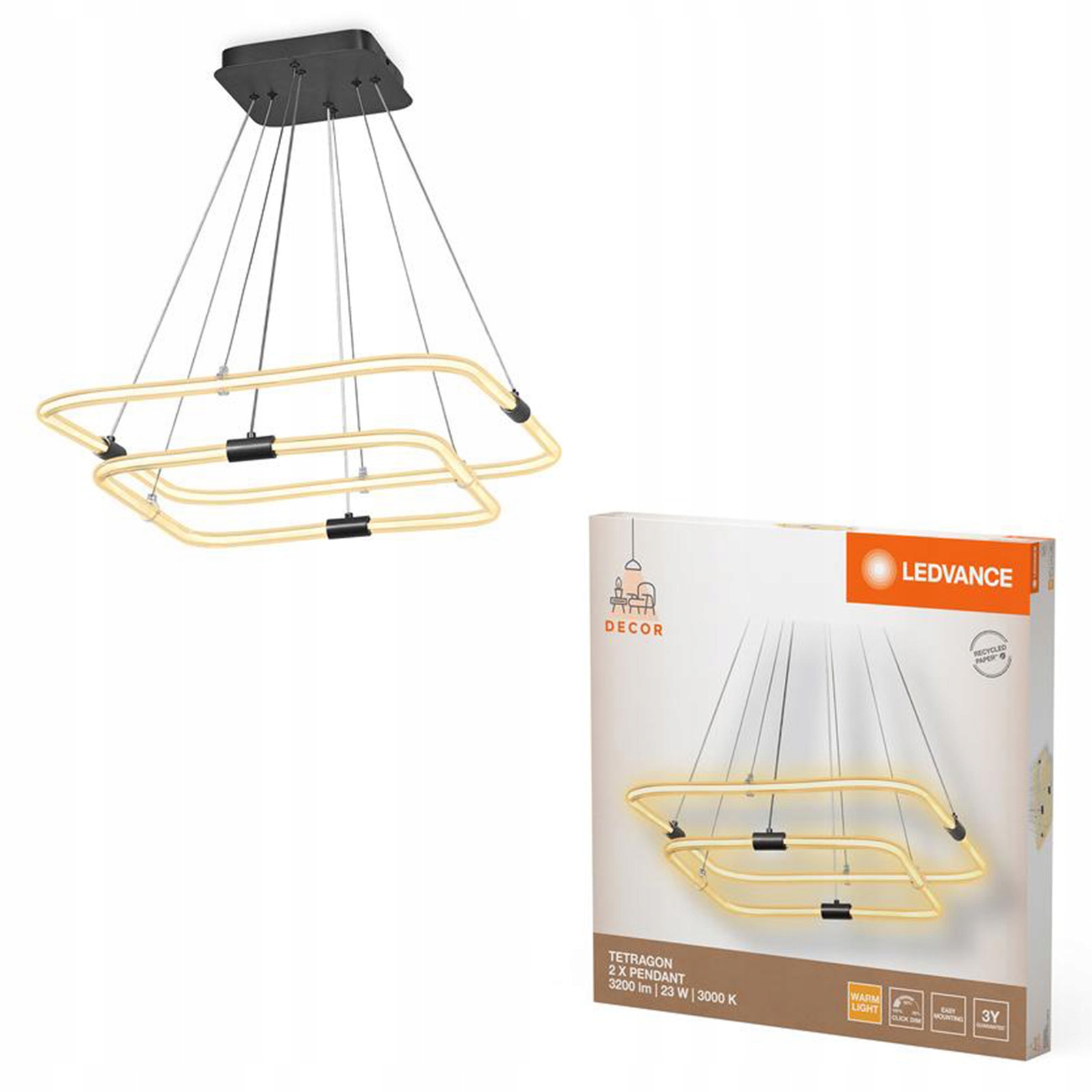Závesná stropná lampa Led 23W 2500lm 3000K šedá dekorácia
