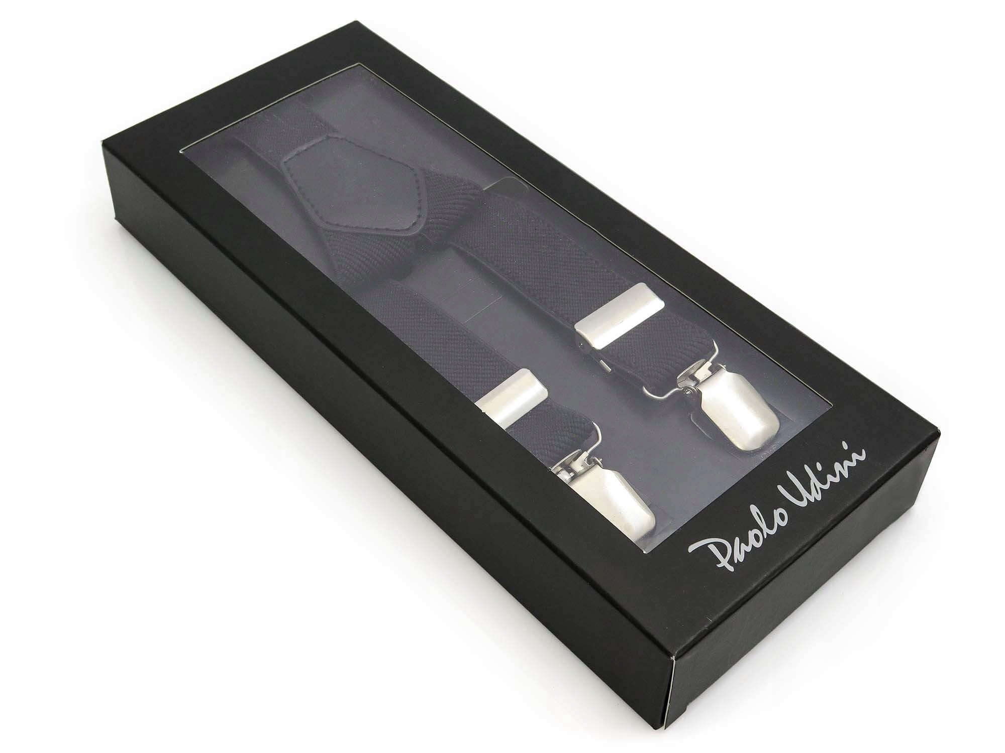 Czarne wąskie szelki do spodni Unisex - 2,5cm Marka Modini