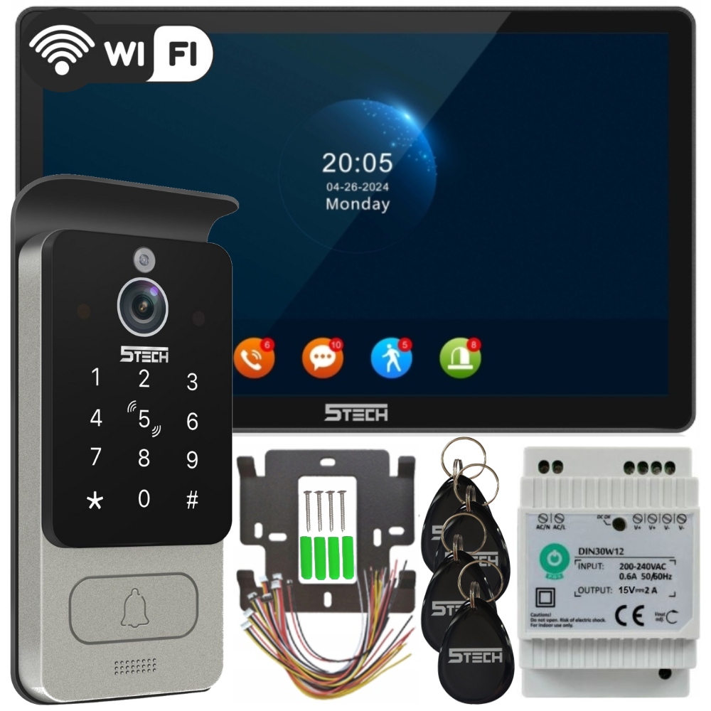 Wideodomofon 5TECH Wi-Fi Verus One 84228 Din Czytnik Szyfrator Aplikacja
