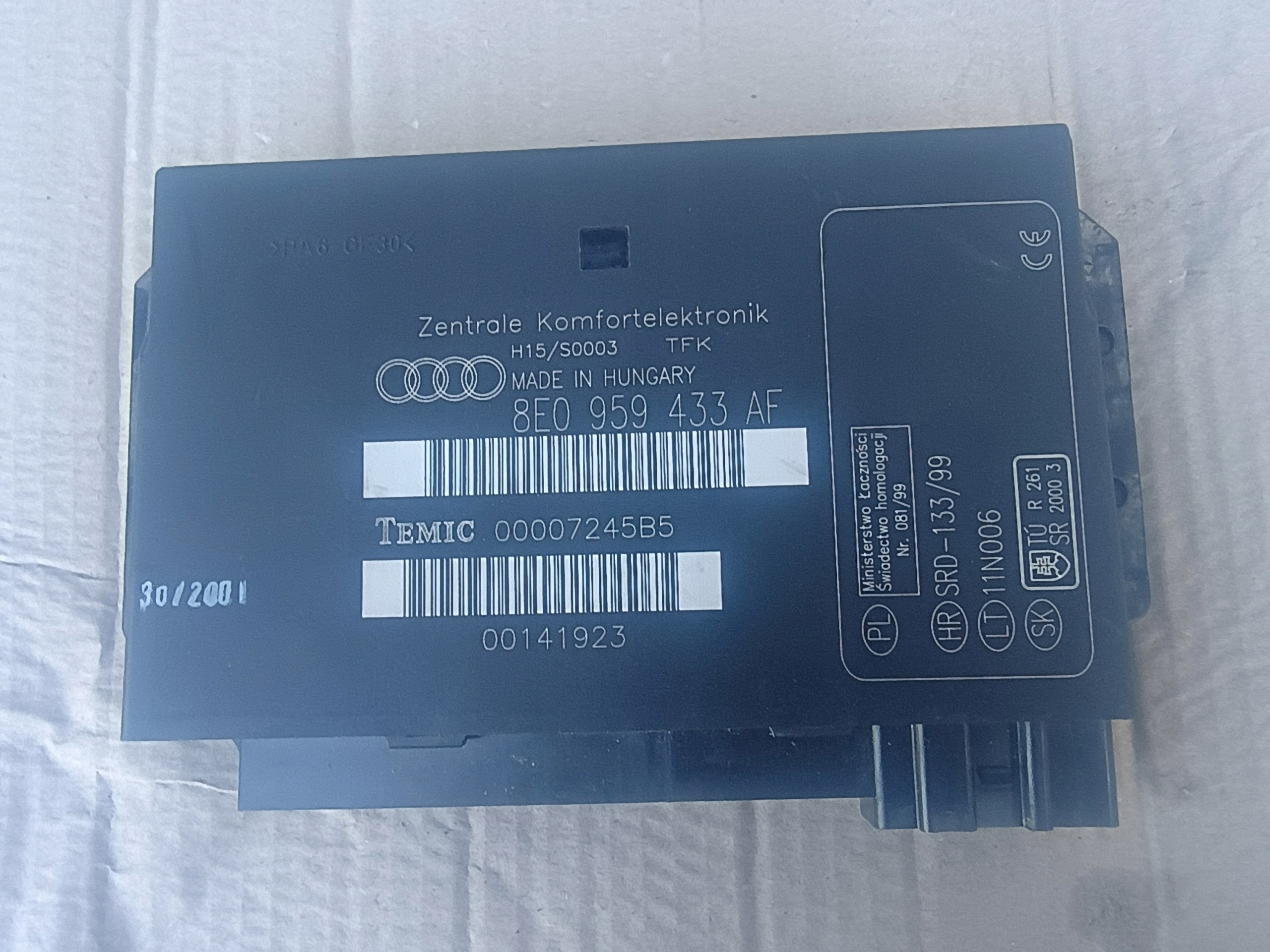 comfort control unit 8E0959433AF AUDI A4 B6