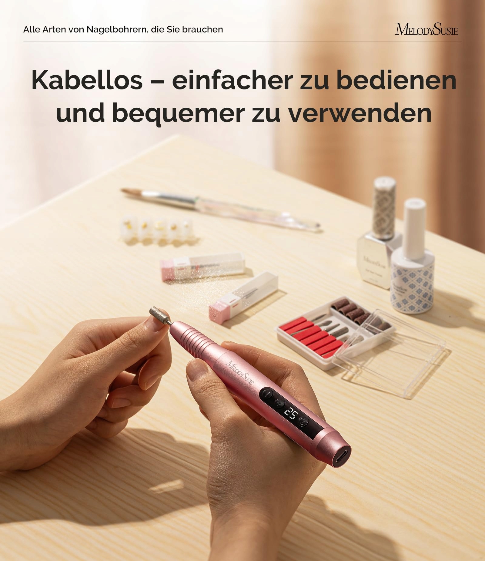 MELODYSUSIE Frezarka Do Paznokci 25000 RPM Zestaw Manicure Pedicure — miniatura 6