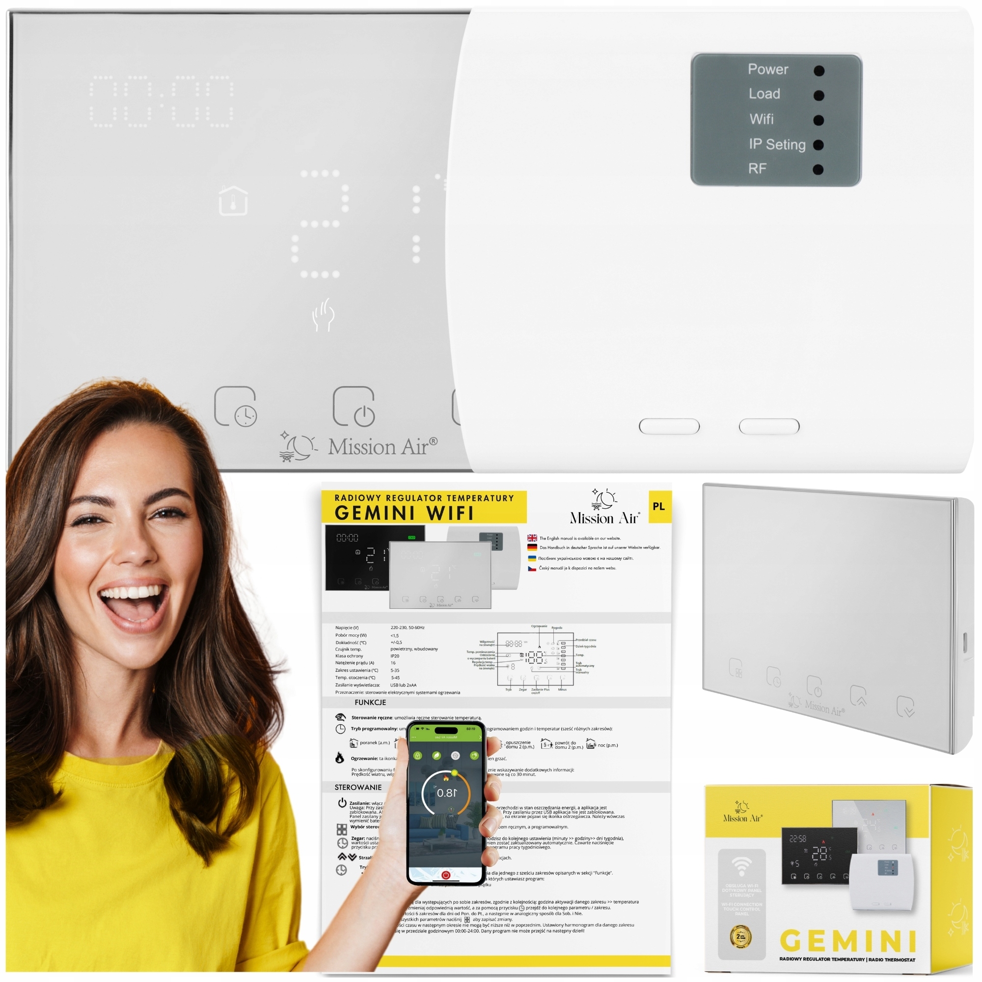 Pokojový regulátor teploty Termostat Mission Air Gemini WiFi