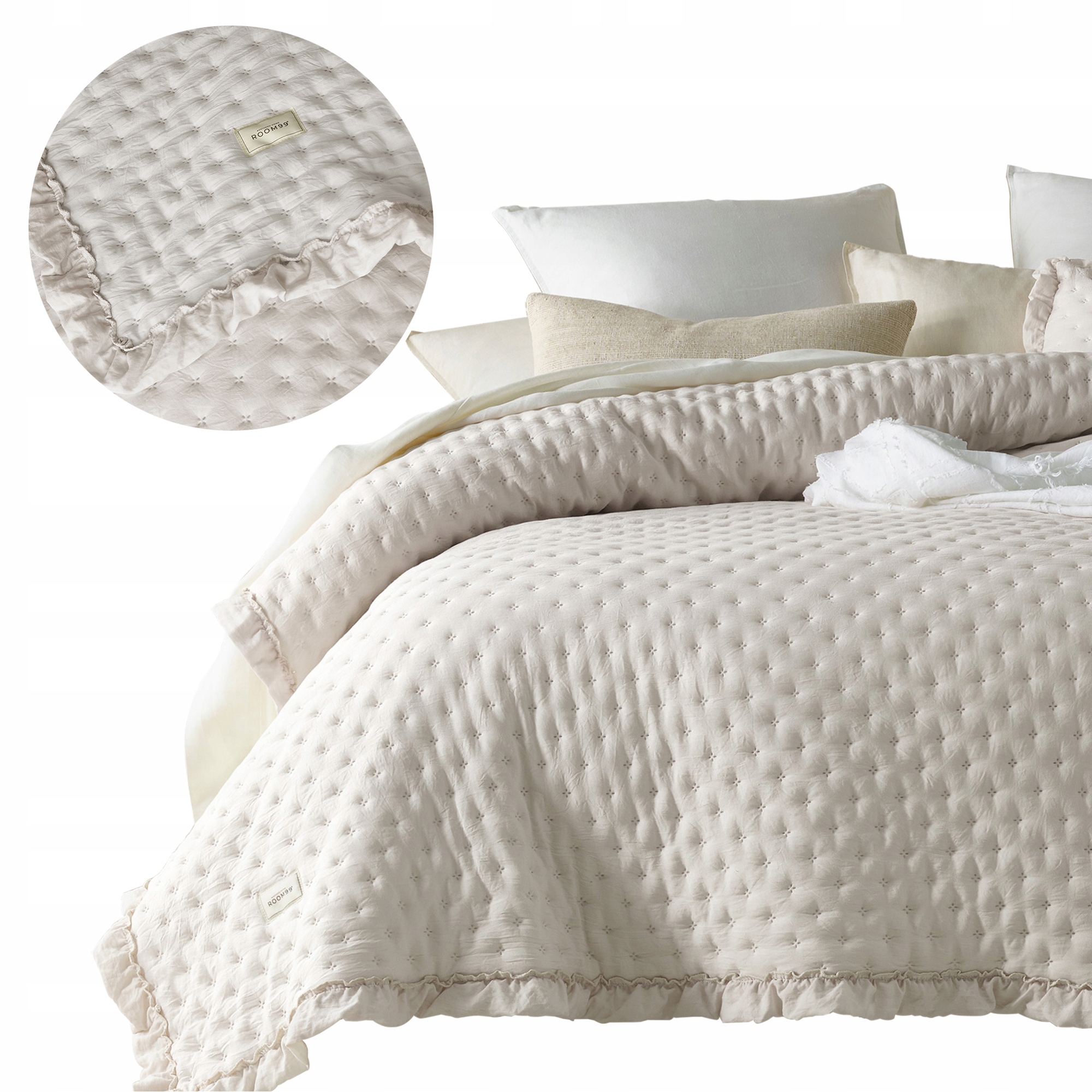 ROOM99 Přehoz na postel rozkládací 170x210 prošívaný s volánkem Molly Barvy