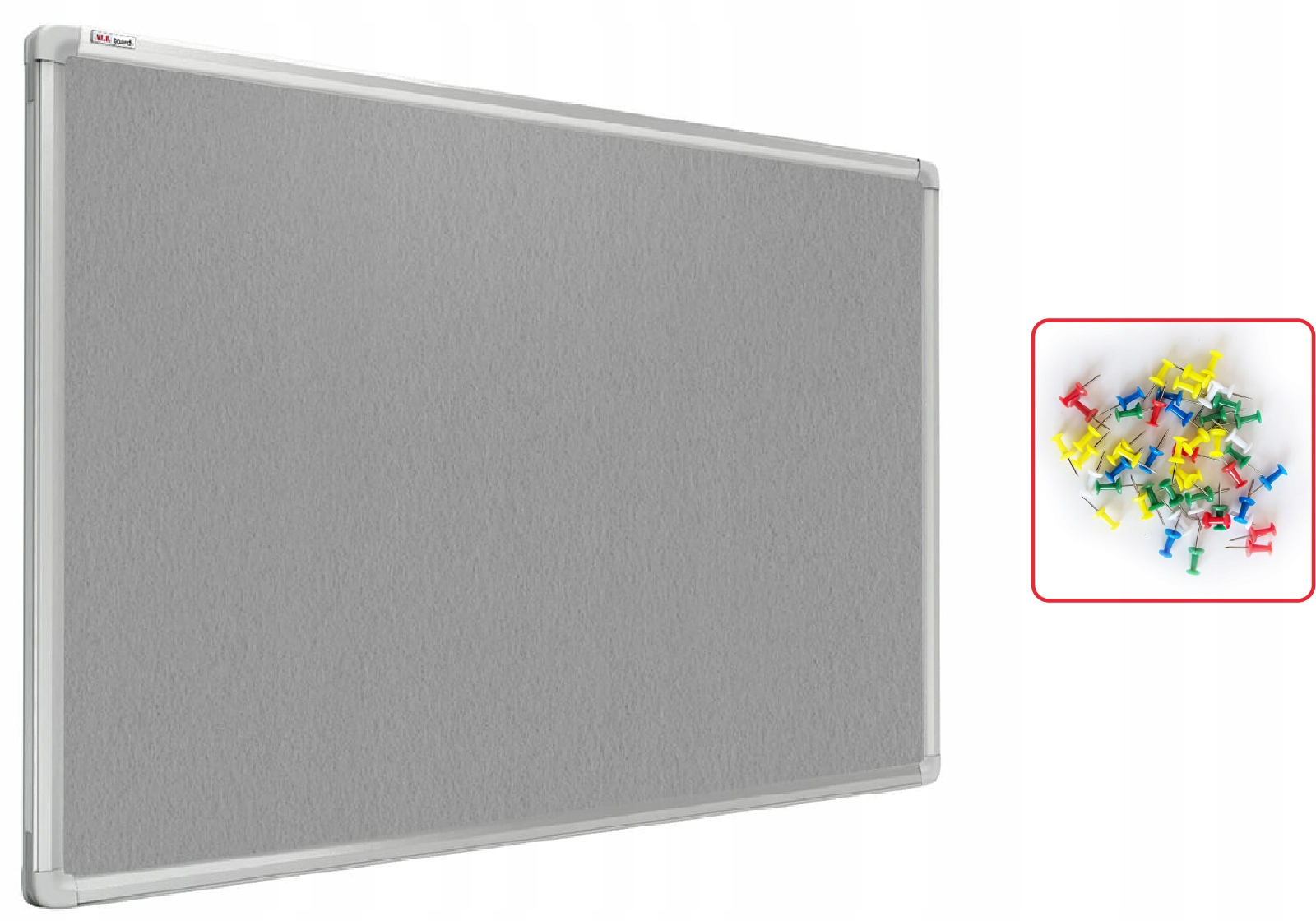 

Tablica tekstylna filcowa 90x60 cm Szara Aluminium