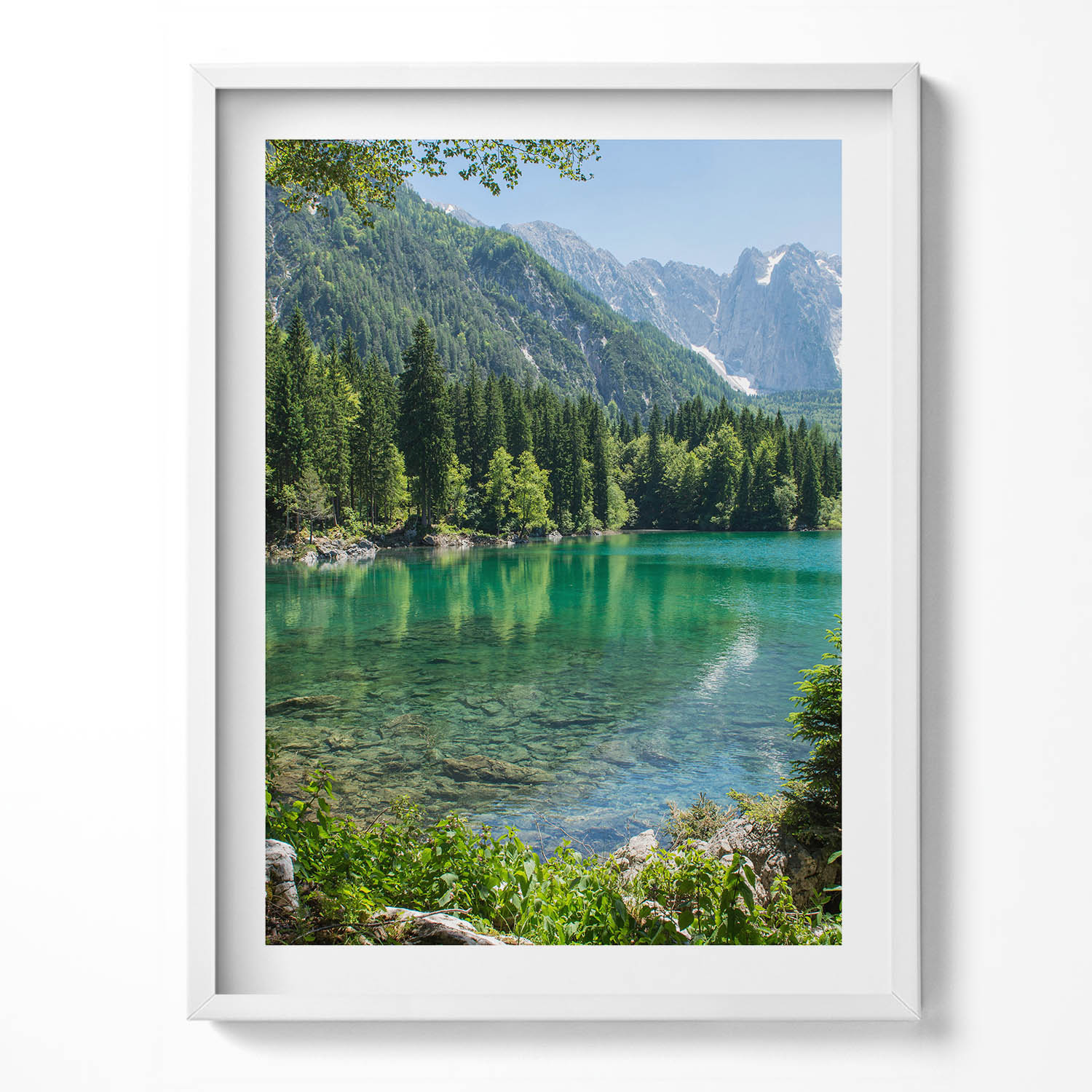 Dekorativní obraz v rámu do obývacího pokoje Horská krajina jezera v lese 60x80 cm