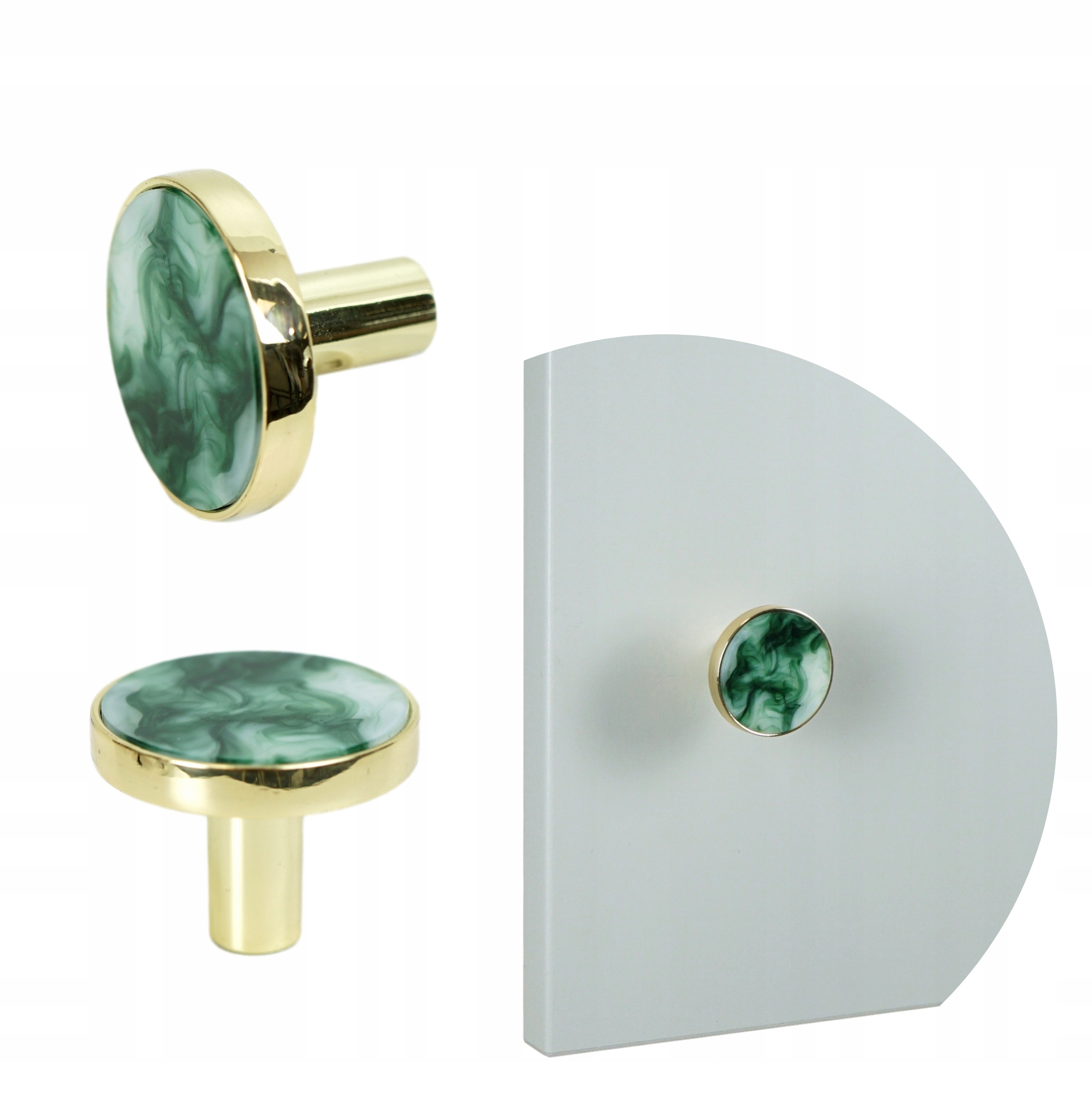 

Gałka meblowa typ Padwa zielona znal, zloty połysk