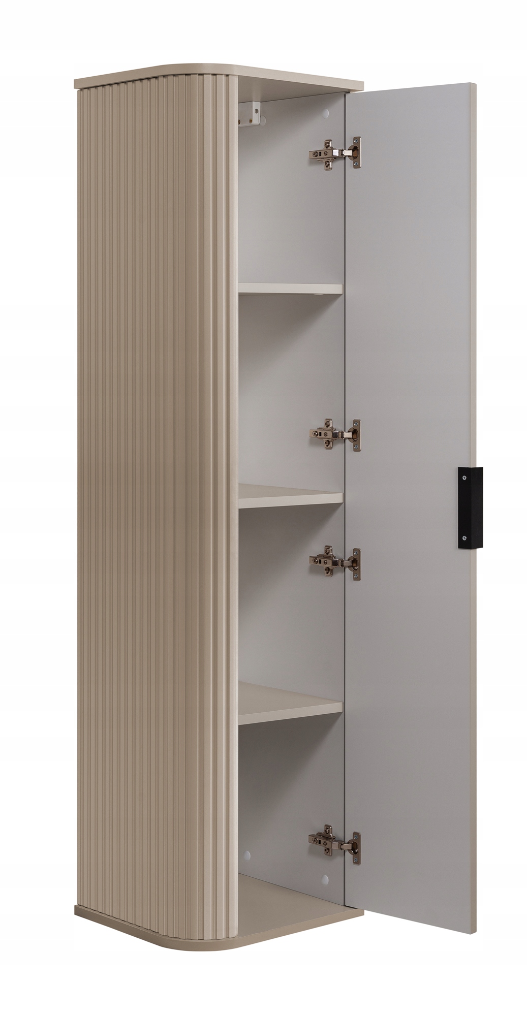 Szafka Łazienkowa Wisząca Słupek 139 cm RYFLOWANE Kaszmir Owalne fronty MDF Drzwi brak