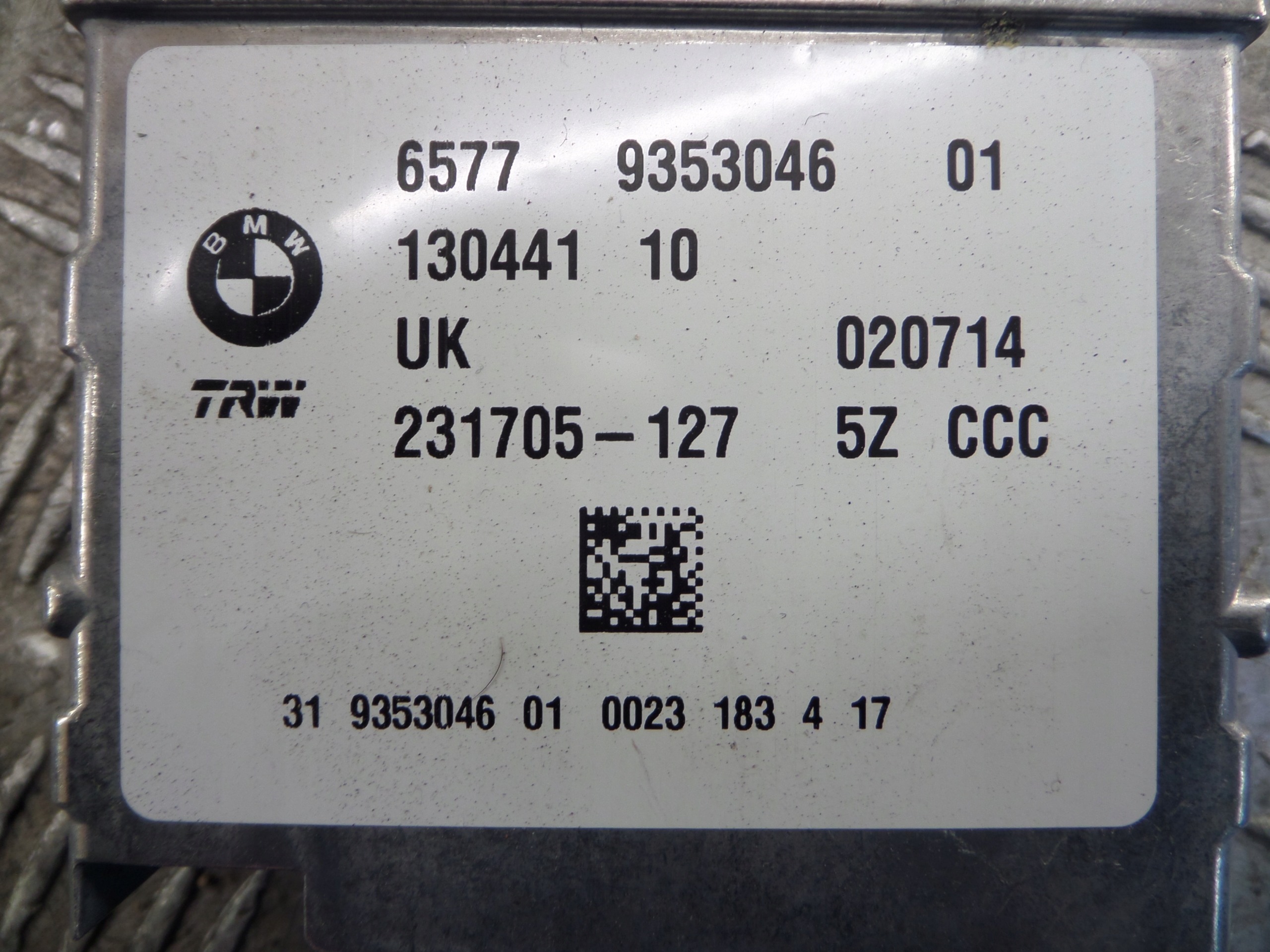MINI F55 F56 modulo SENSOR airbag 9353046