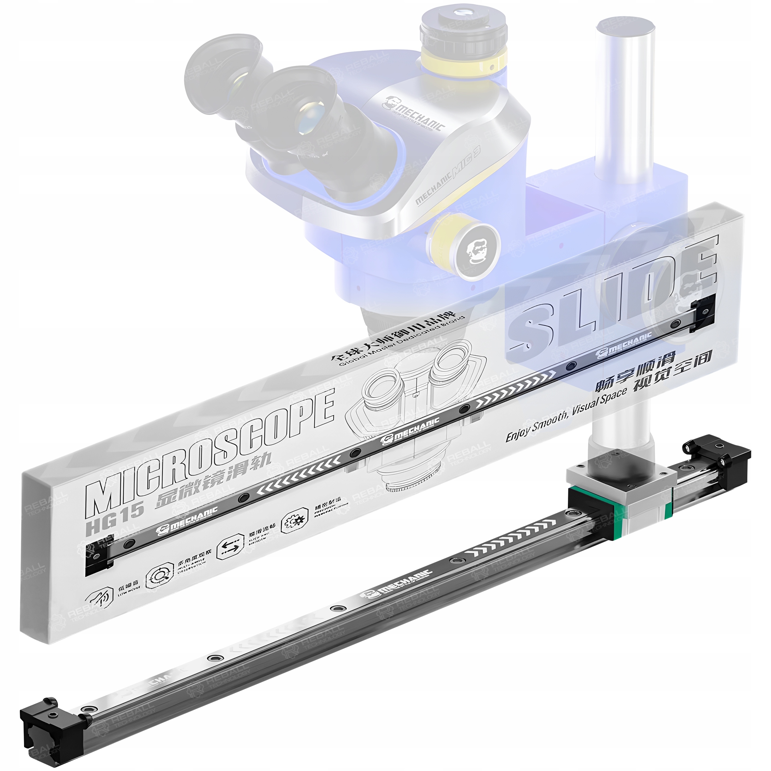 Vodicí Lišta S Ložisky Pro Držák Statoru Mikroskopu Mechanický HG15