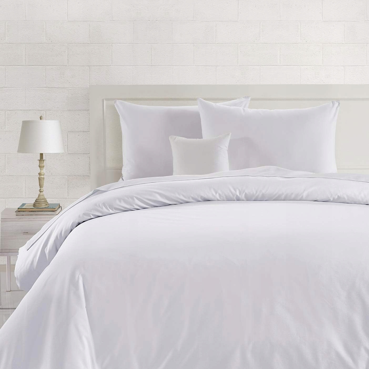 Komplet pościeli biały 225 x 220 cm Bawełna bawełna 100% Marka Amazon