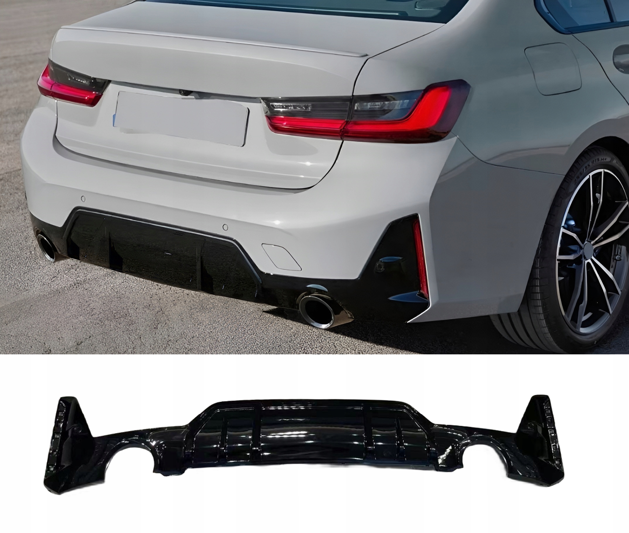 Bmw G20 G21 M Sport LCI Polift Černý Difuzér Zadního Nárazníku M3 Look