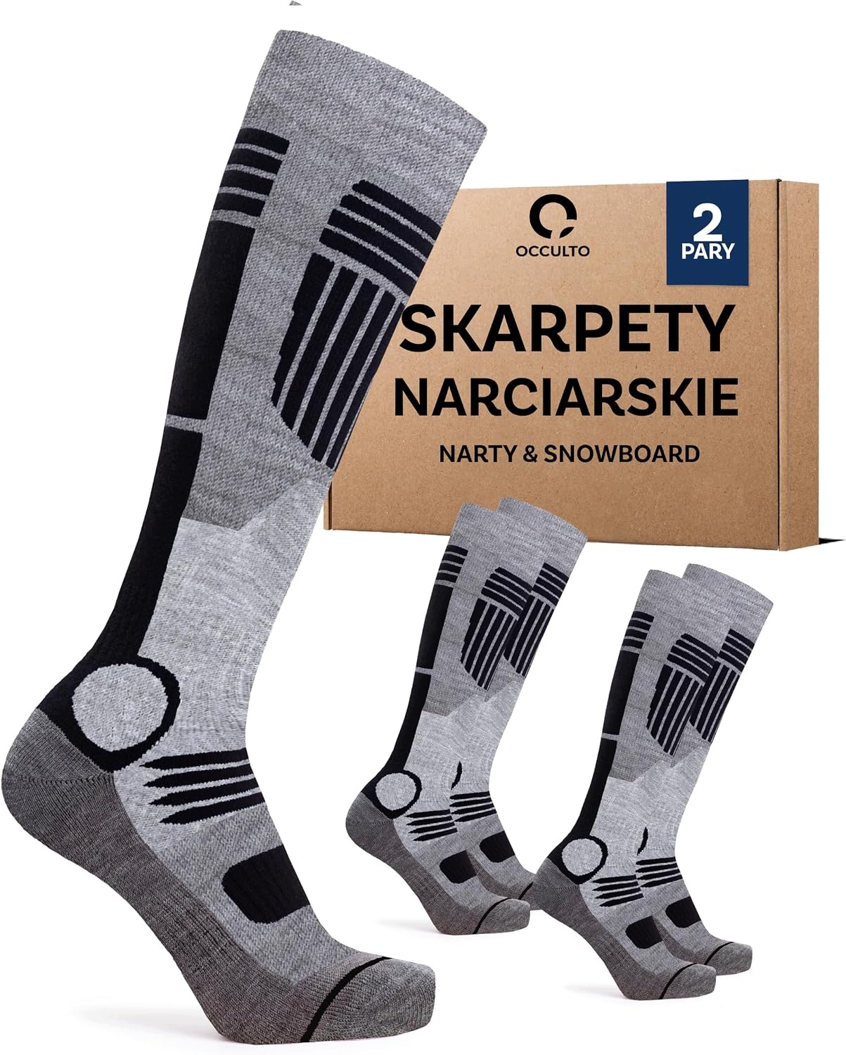 Occulto Felix skarpety narciarskie męskie 2 pary czarny 43-46