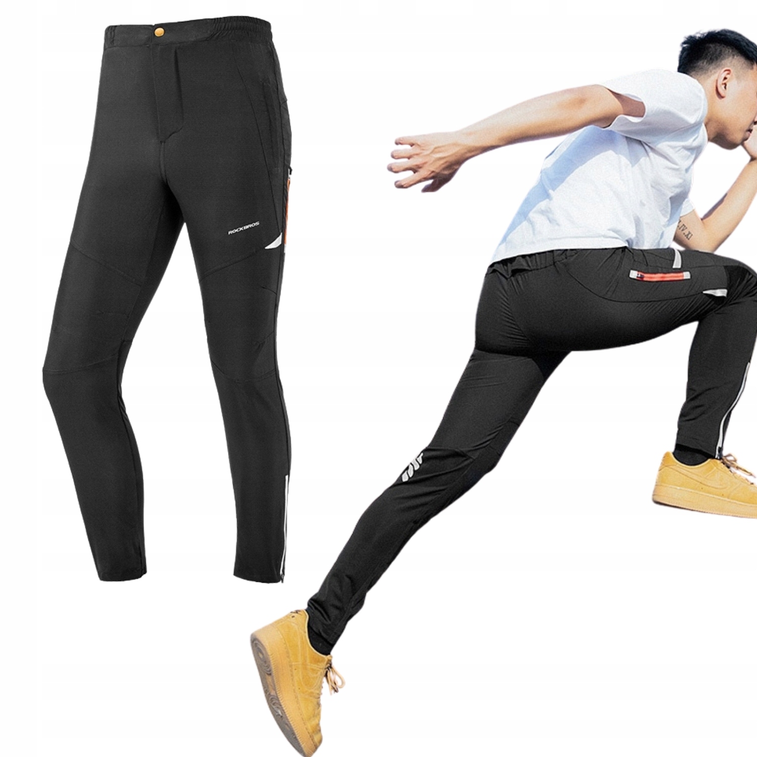 Pánské Dlouhé Sportovní Reflexní Cyklistické Kalhoty Na Kolo Černé Rockbros