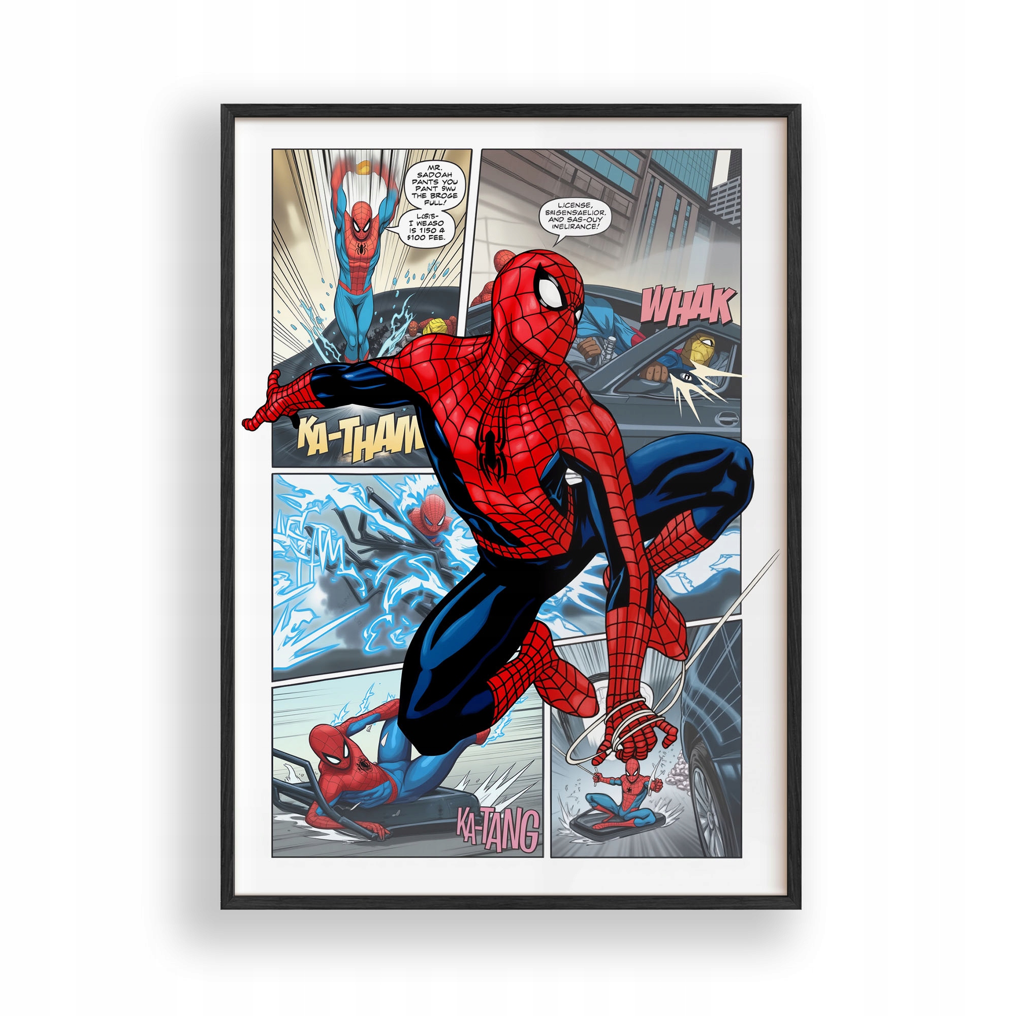 Plakat Spider Man avengers Obraz Ramka Drewniana Czarna 30x42 cm