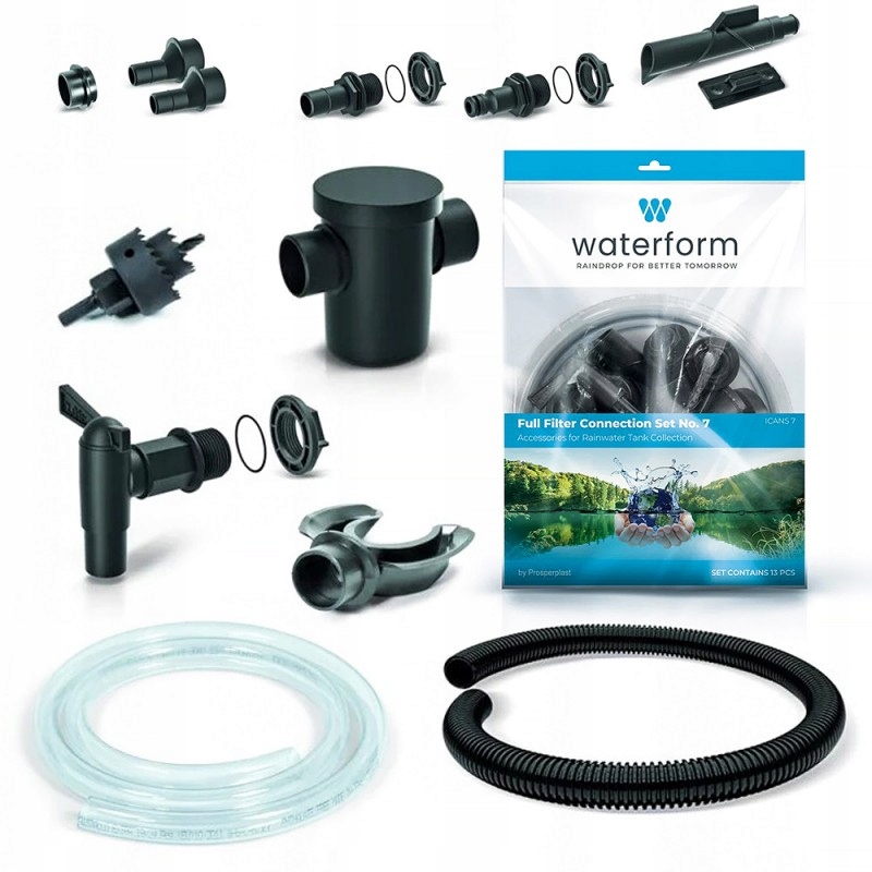 Sběrač, lapač, filtr, hadička, kohoutek – kompletní sada pro sběr dešťové vody ICANSET7