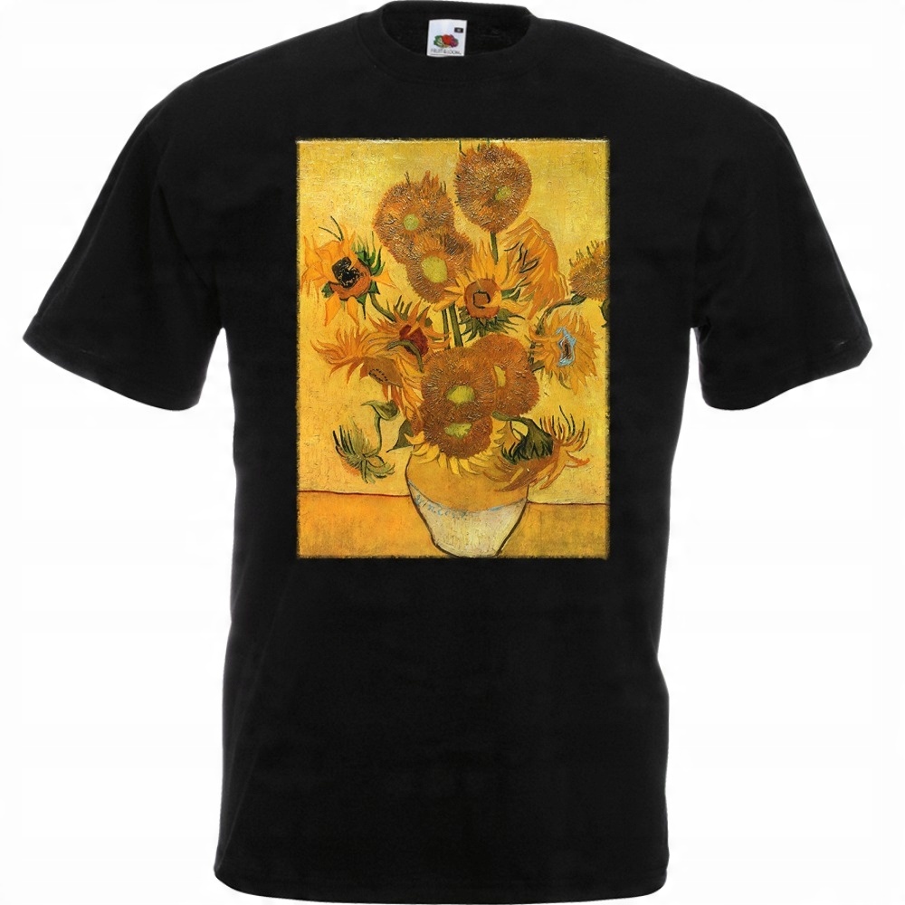 

Koszulka z nadrukiem Van Gogh słoneczniki S czarn