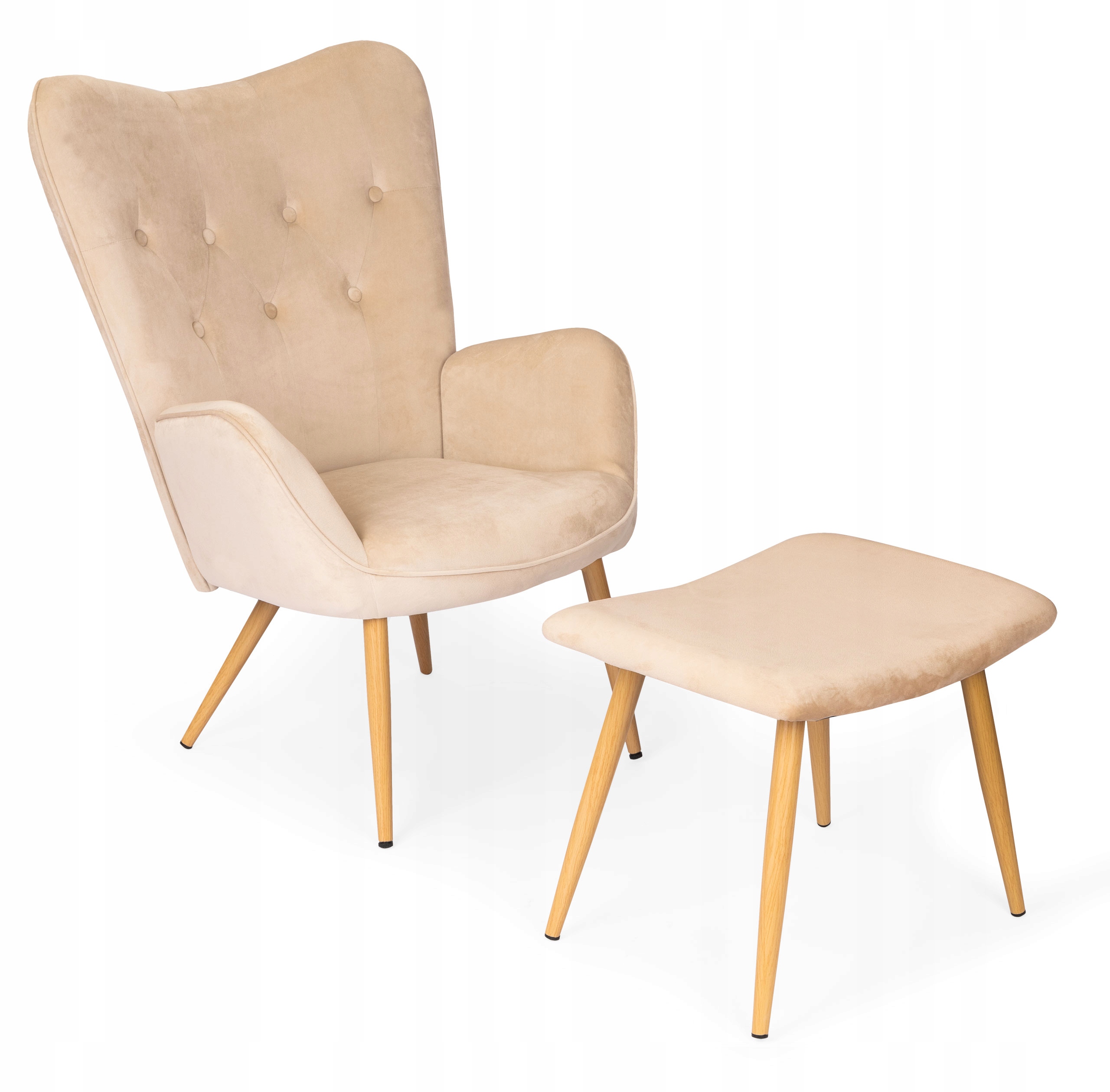 

Fotel tapicerowany Uszak z podnóżkiem skandynawski