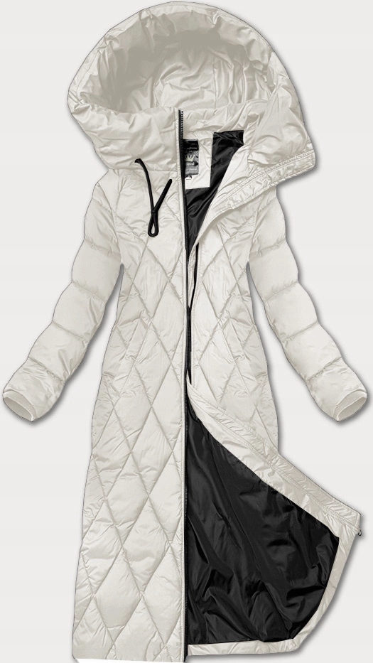 Prošívaná Dlouhá Bunda 7832 Ecru S (36)