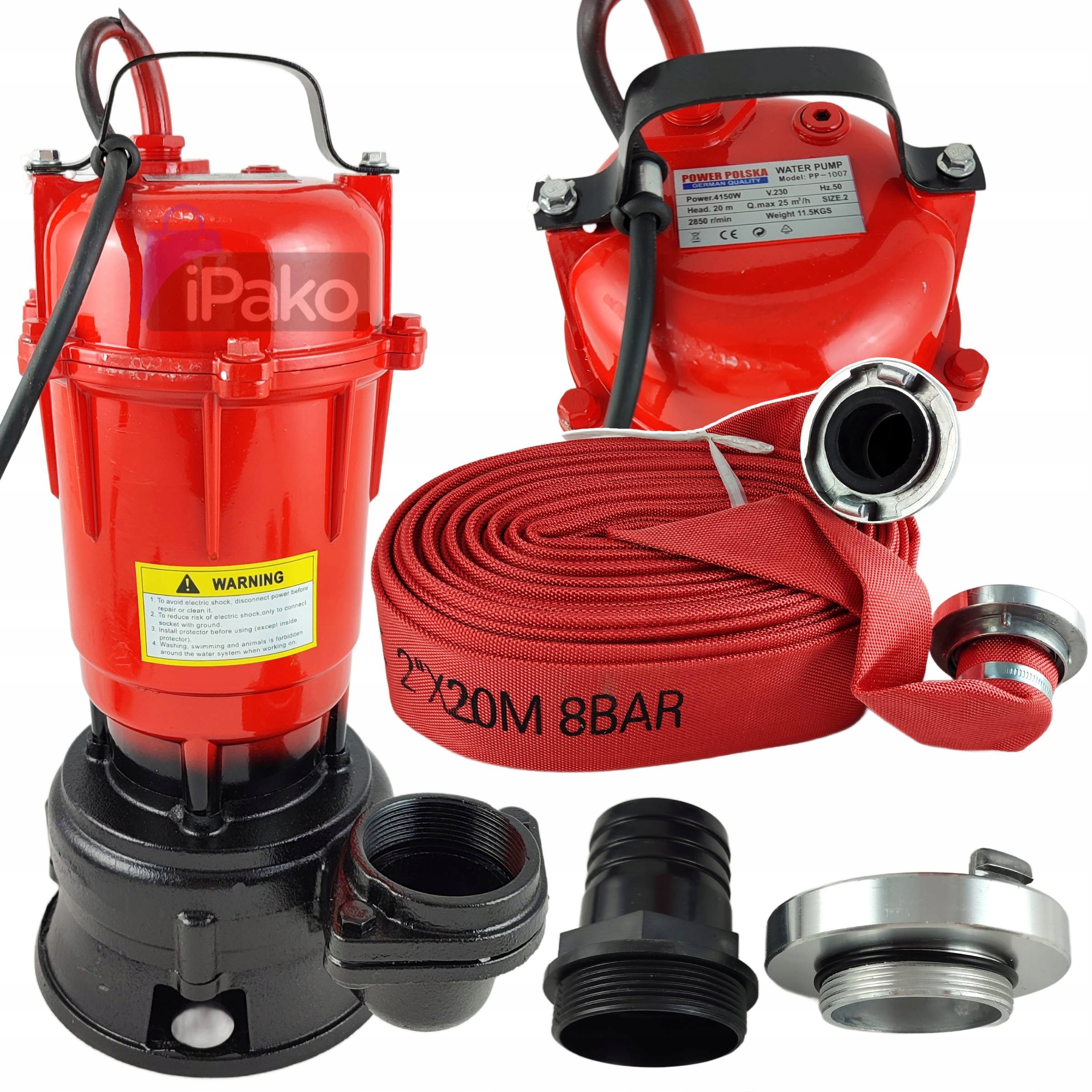 Pompa Do Wody Brudnej Szamba Z Rozdrabniaczem Końcówki Wąż Wzmocniony 20M