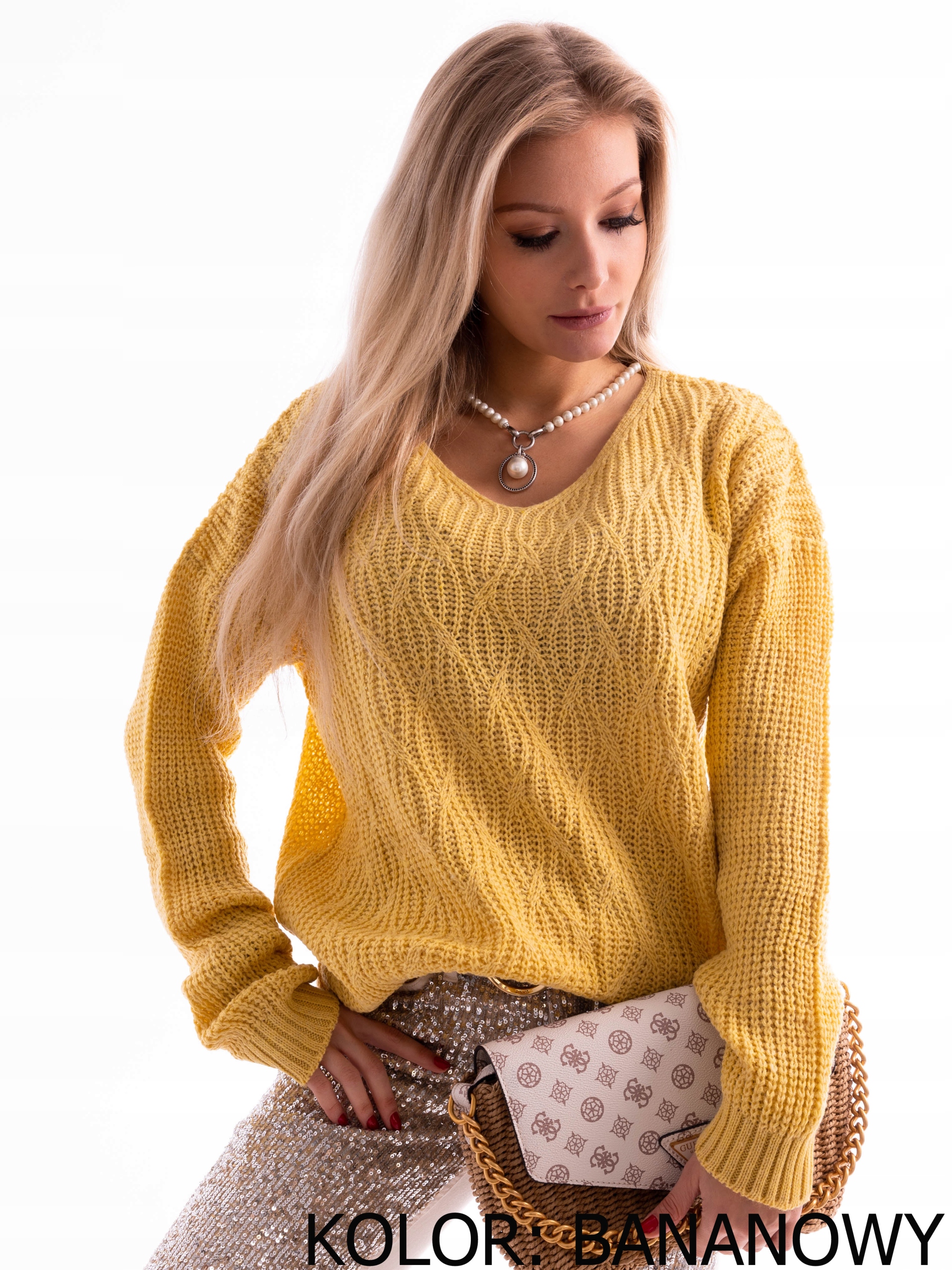 Modny Sweter KOBIECY SWETEREK Dużo Kolorów Kolor szary