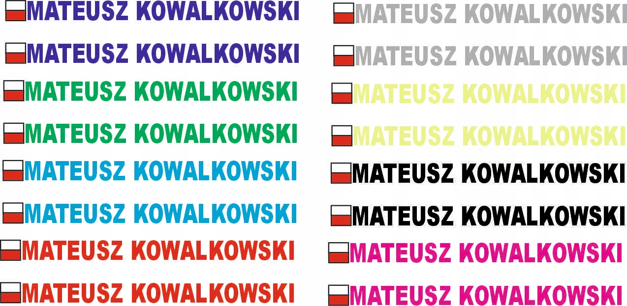 NAKLEJKA FLAGA NAZWISKO IMIE GRUPA KRWI 2szt Wzór dominujący inny wzór