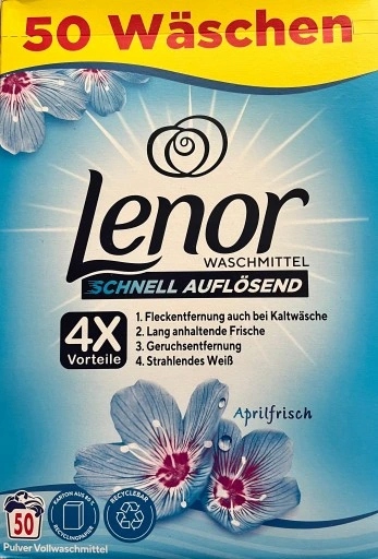 Levně Lenor Prášek Praní Bílého Aprilfrisch 50praní 3kg 50 praní