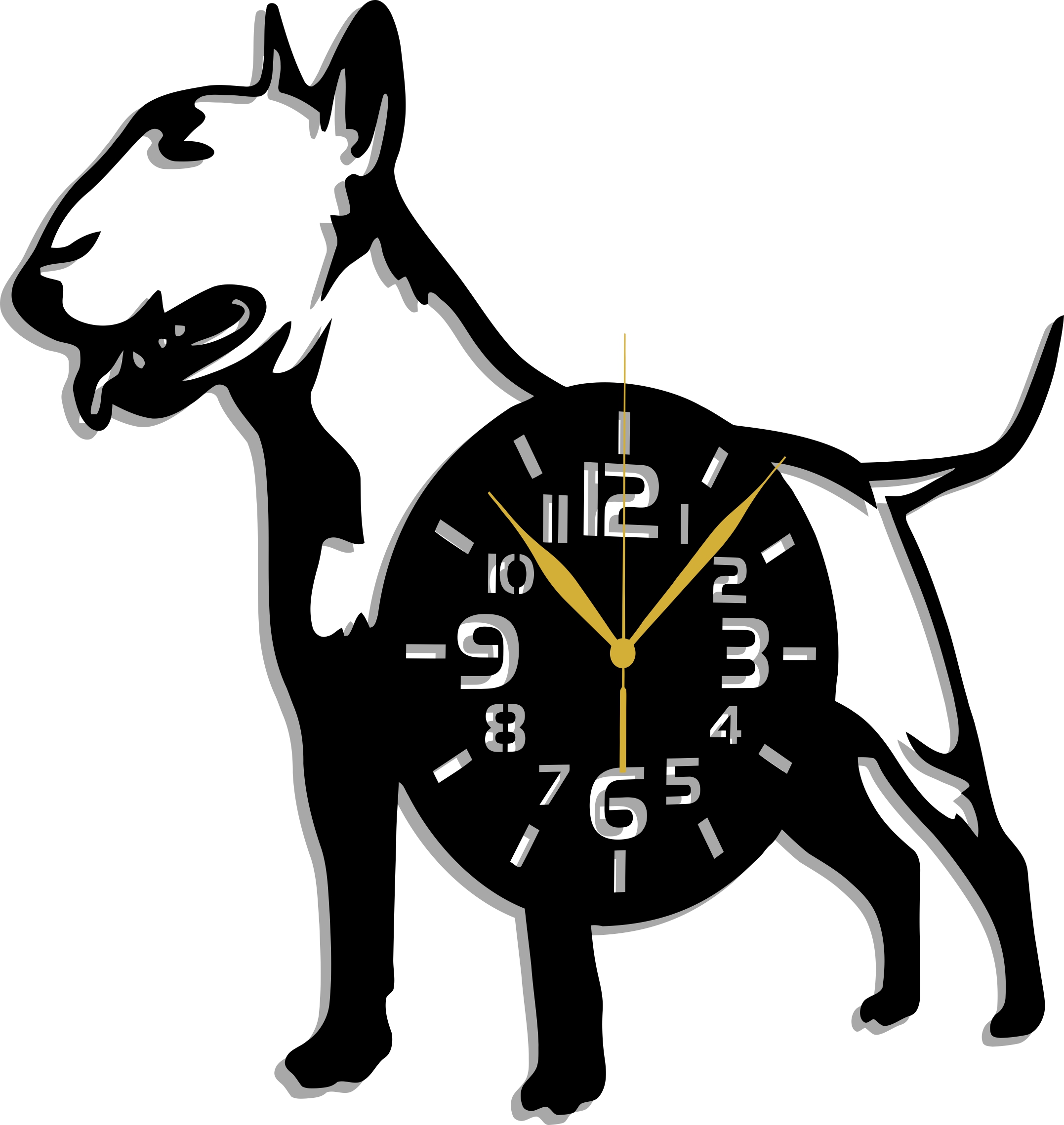 Hodiny Pes Bulteriér Plemene Psů 50 CM Dárek 3D