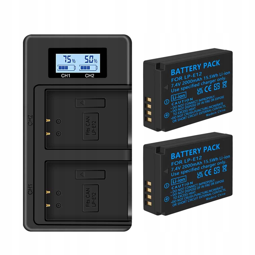 2ks LP-E12 Baterie LCD Nabíječka pro Canon Eos M Eos M10 Eos M50 Eos M100