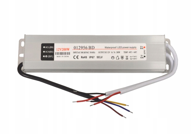 Zasilacz do taśma Led 12V DC 200W wodoodporny hermetyczny IP67 aluminium