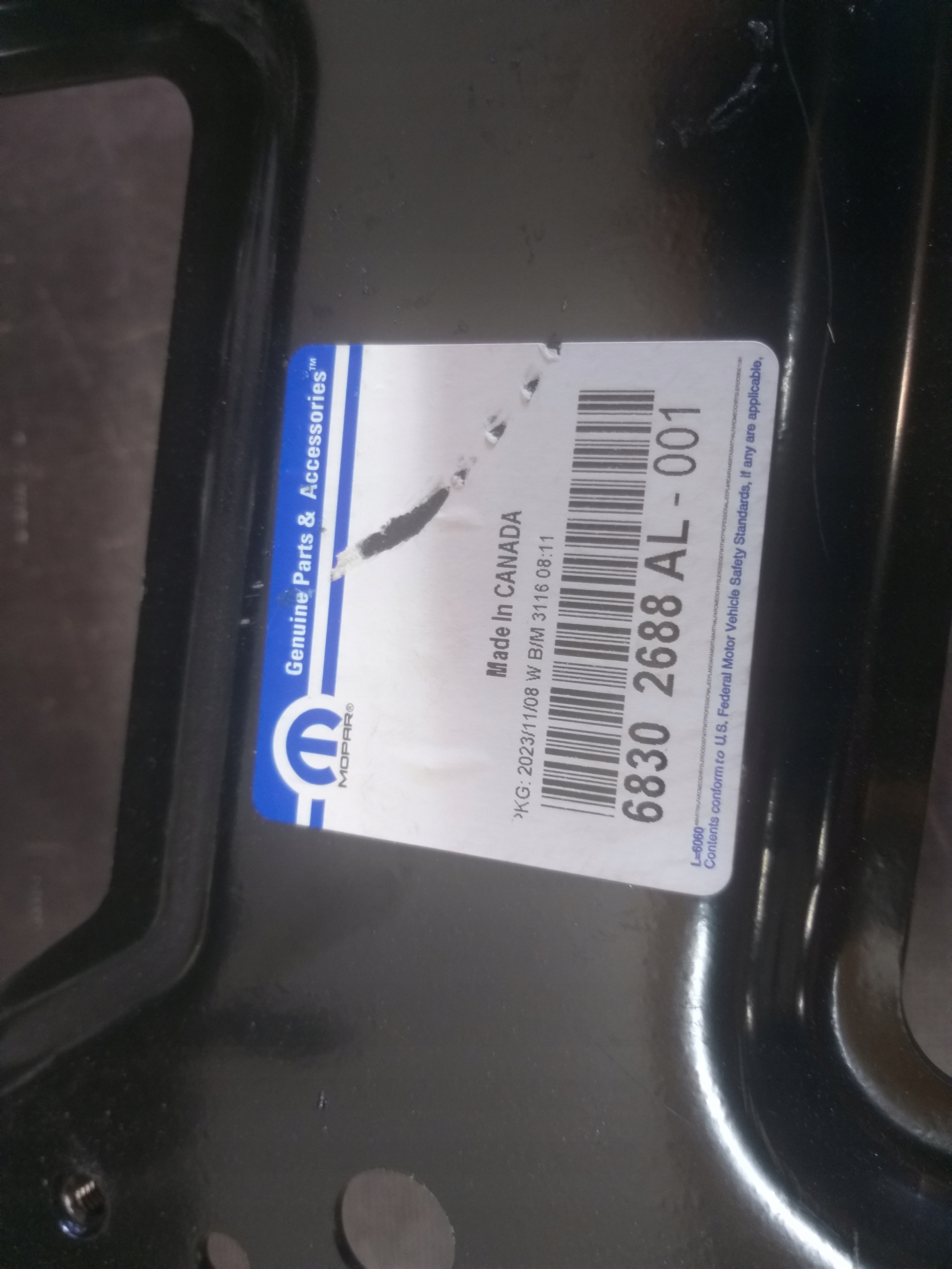 fender right front FARTUCH pillar JEEP WRANGLER 18- 6830 2688 AL