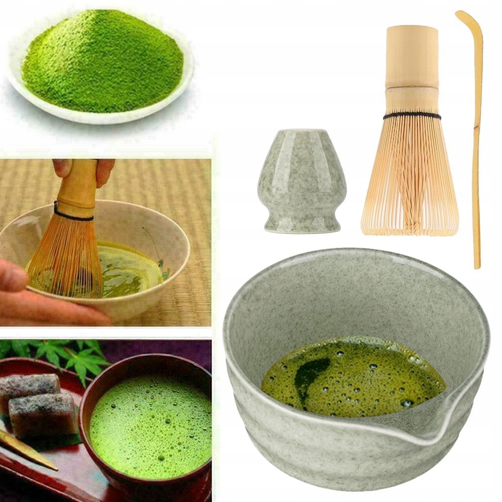 Levně Tradiční Matcha Sada 4V1: Keramika Bambus – Profesionální Vaření