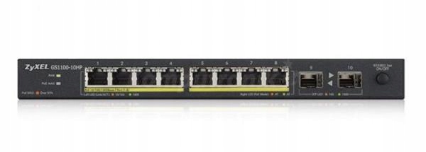 ZyXEL GS1100-10HPv2, unmanage PoE 8x Gigabit, 2x Fiber Uplink, 120 Watt…