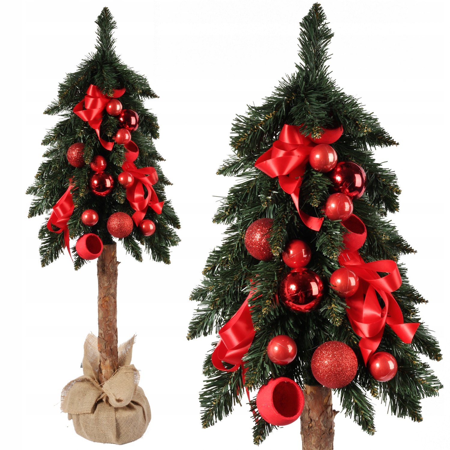 Vánoční stromek na kmínku s červenou dekorací 100 cm