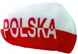 Pokrowiec Polska flaga na lusterko 2szt Napis