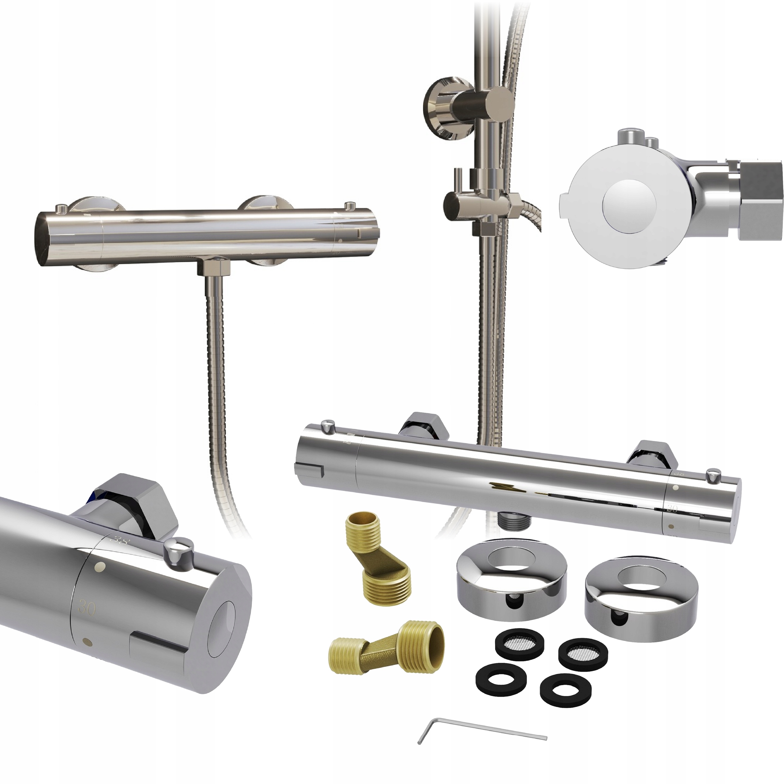 Termostatická Sprchová Batéria nástenná do kúpeľne, sprchovacieho kúta, Chrómová Ripon