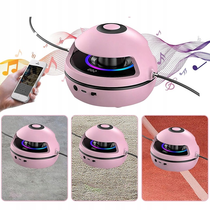 Skakanka elektryczna muzyczna z licznikiem Bluetooth Led głośnik różowa