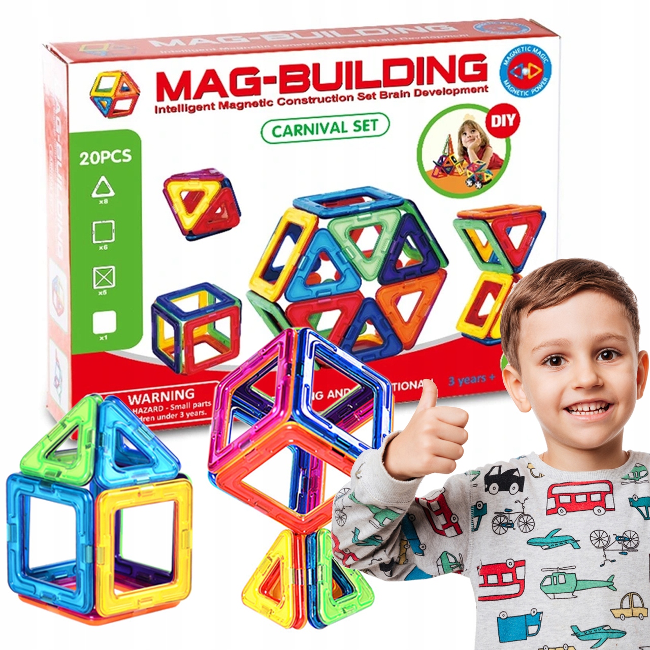 

Klocki magnetyczne konstrukcyjne edukacyjne 20 el.