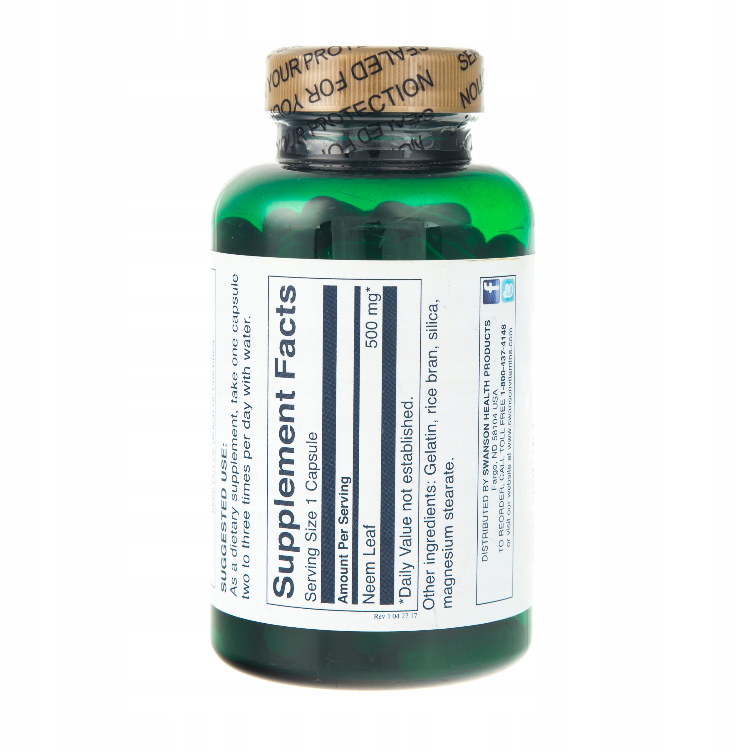 Neem Leaf 500mg 100caps Na Zdrową Skórę i Trawienie SWANSON — 4