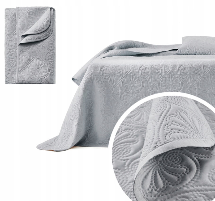 

Narzuta na łóżko pikowana Leila Szara 170x210