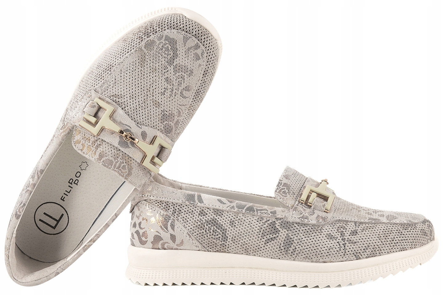 Filippo DP7656 Kožené Mokasíny Dámské Polobotky Semišové květy 38