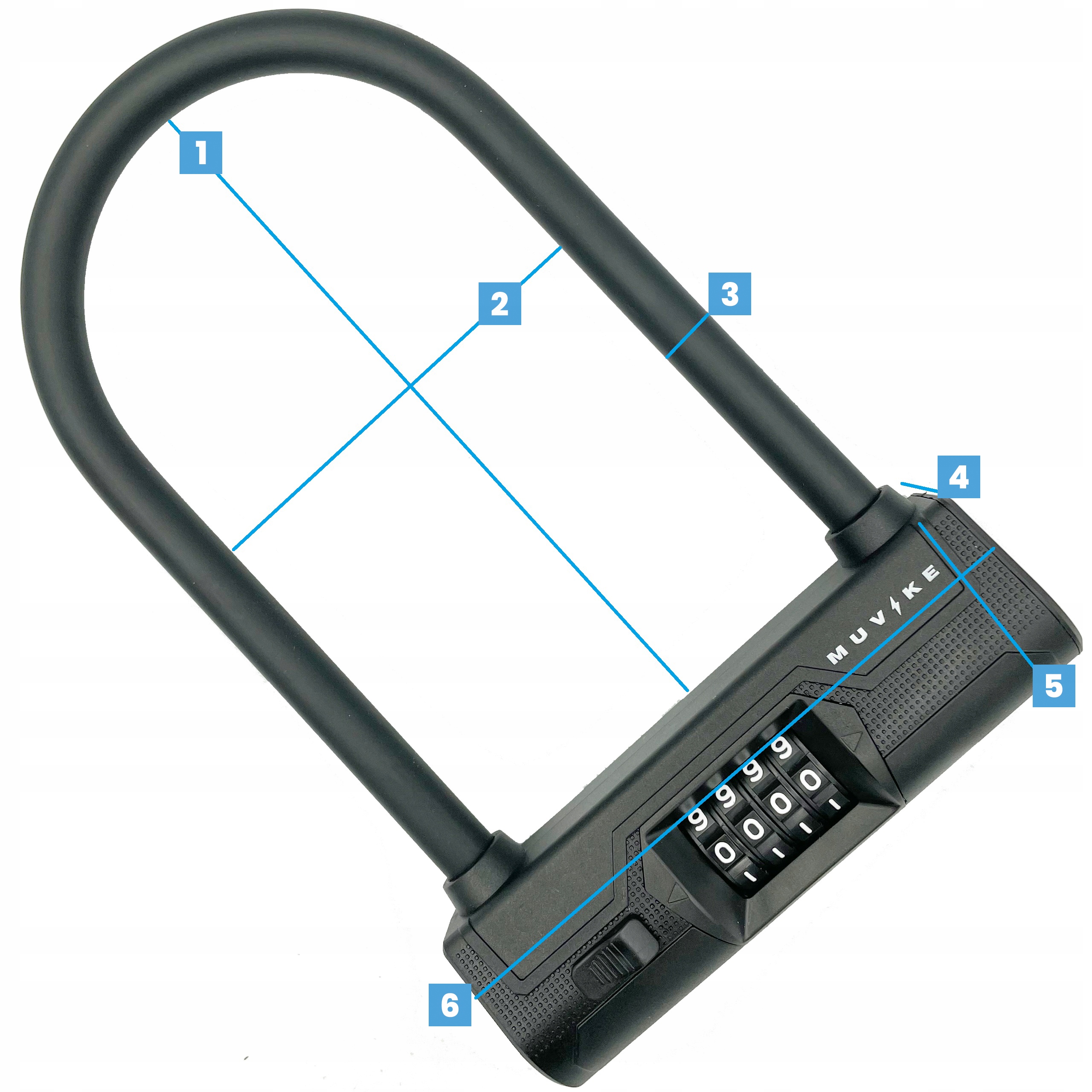 ZAPIĘCIE ROWEROWE U LOCK ZAPIĘCIE DO ROWERU MUVIKE U-SHAPE 245/14C SZYFR Średnica 14 mm